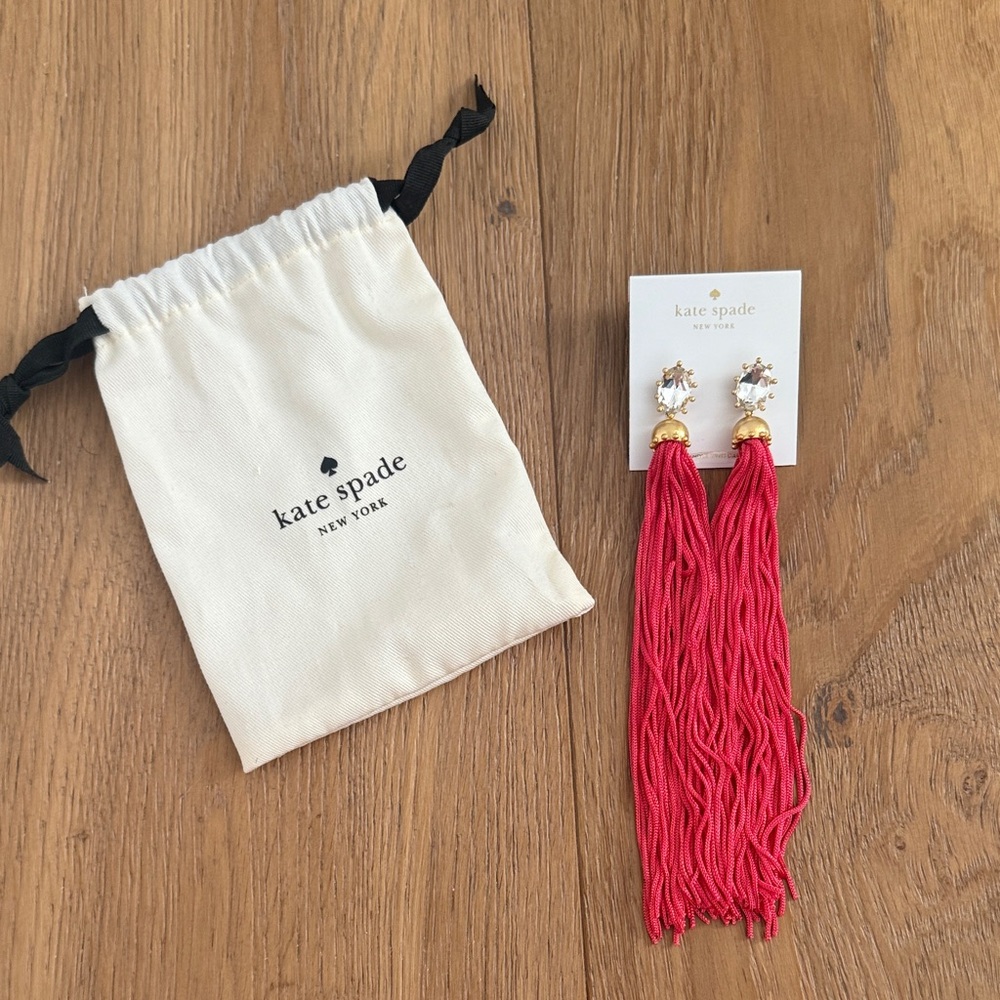 Kate Spade Vibrant Neon Red Tassel Earrings BNWT Sold Out
